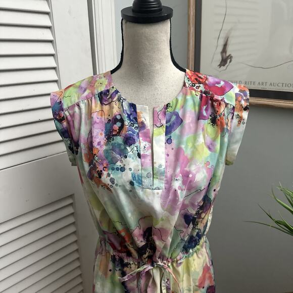 A AMANDA UPRICHARD Dress Womens Medium Colorful Abstract Mini Shift Modern Boho - Picture 2 of 13